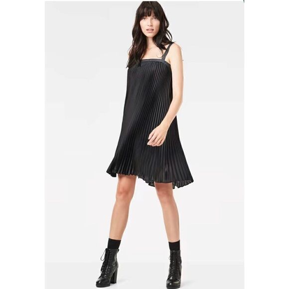 G-Star RAW GS Plisse Sleeveless Dress Color Black Size S - Picture 7 of 11